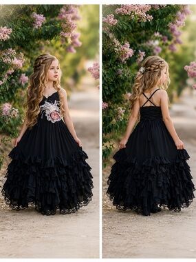 Dollcake A Thousand Words Frill Lace Black Dress Flower Feather Clip Size 2 NWT
